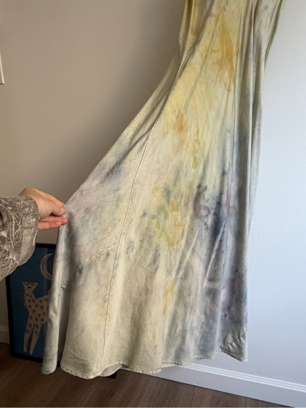 Vintage Hand Dyed Silk Dress with Subtle Multicolor Wash - Picture 5 of 16